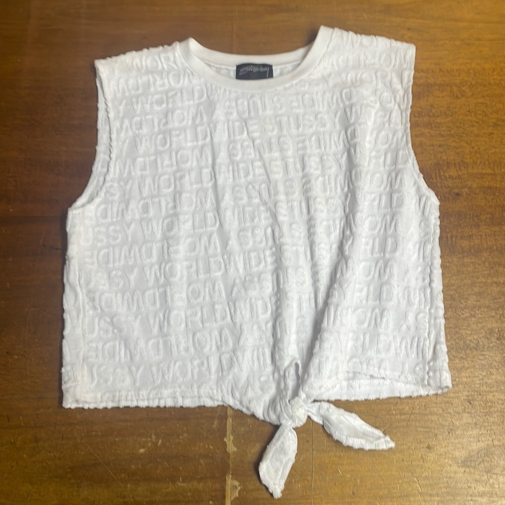 Stussy Terry Muscle Tie - White Tee Shirt 214329-1209 Cotton